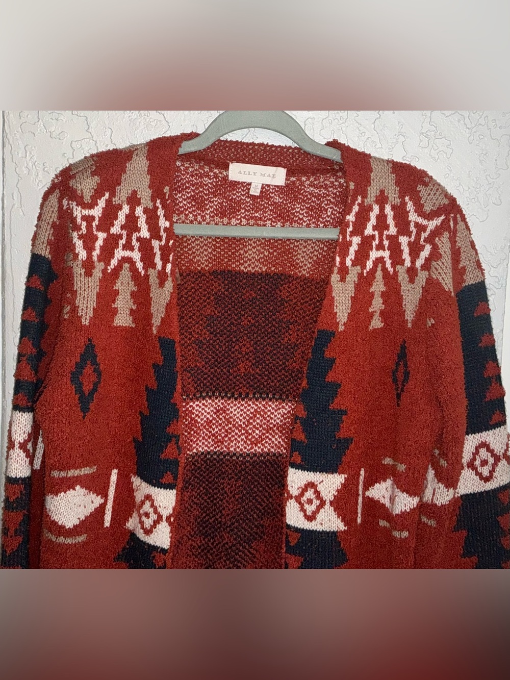Ally Mae Patterned Open-Front Cardigan Sweater - Picture 4 of 8